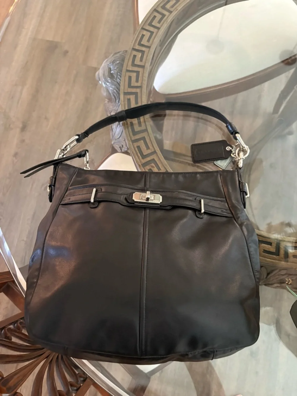🖤🖤COACH CHELSEA ASHLYNN BLACK GLOVE LEATHER SHOULDER/HOBO BAG!🖤🖤